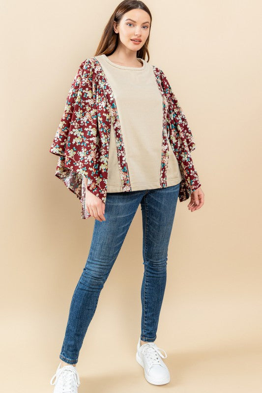 Batwing Floral Tan
