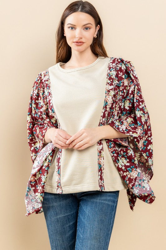 Batwing Floral Tan