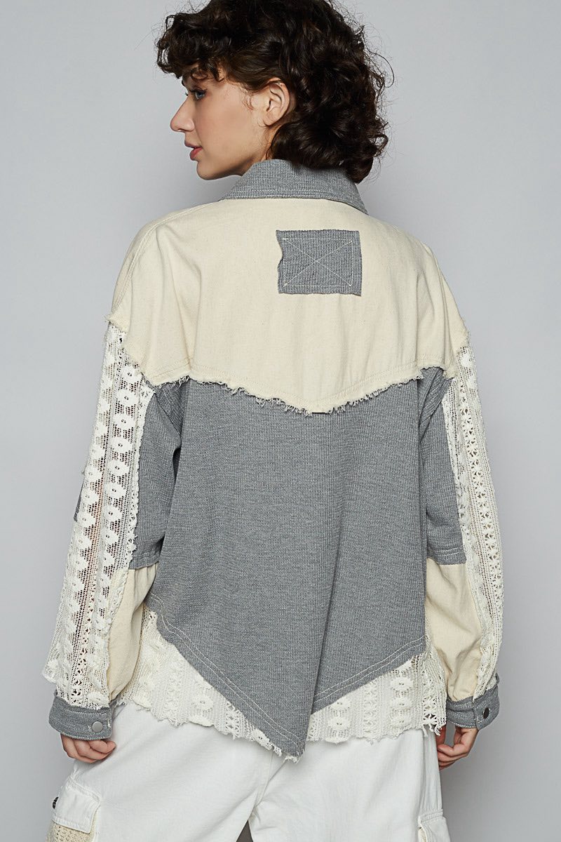 French Terry and Lace Shacket
