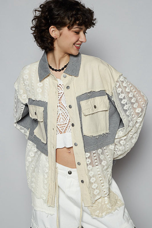 French Terry and Lace Shacket