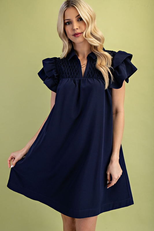 Navy Smocked Dress
