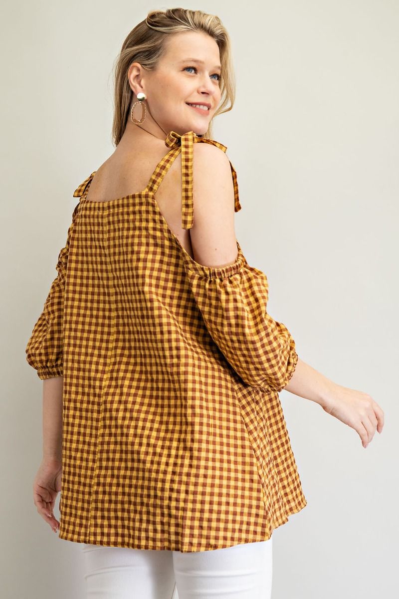 Mustard cold 2025 shoulder top