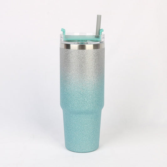 Insulated Ombre Glitter Tumbler with Straw