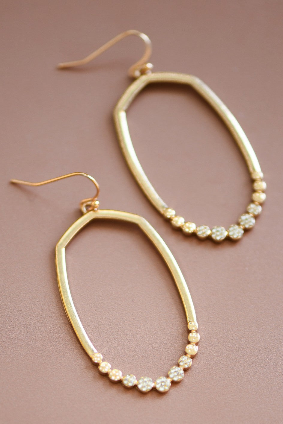 Gold Drop earring w/Rhinestones