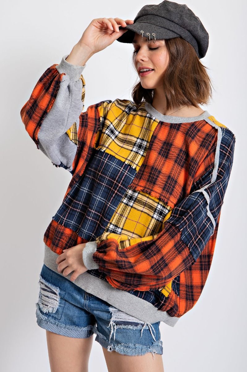 Gray Multi Flannel Top