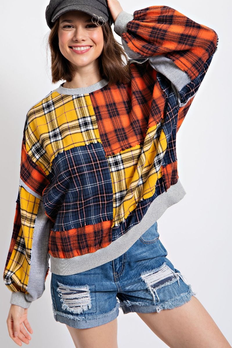 Gray Multi Flannel Top