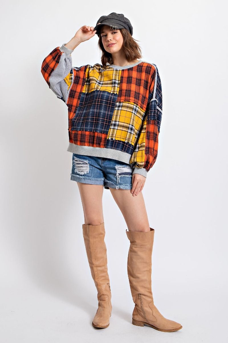 Gray Multi Flannel Top