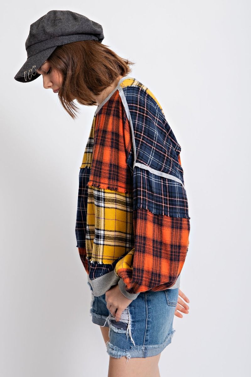 Gray Multi Flannel Top