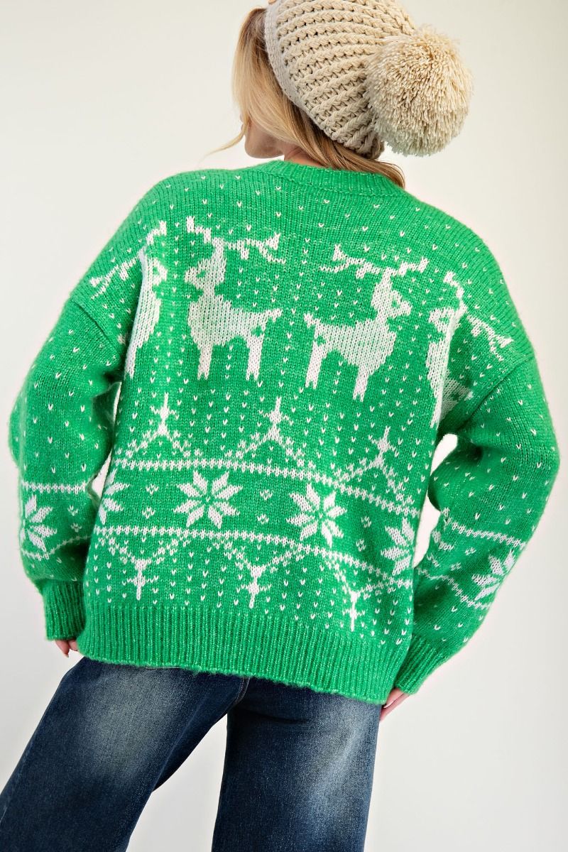 Green Reindeer Sweater