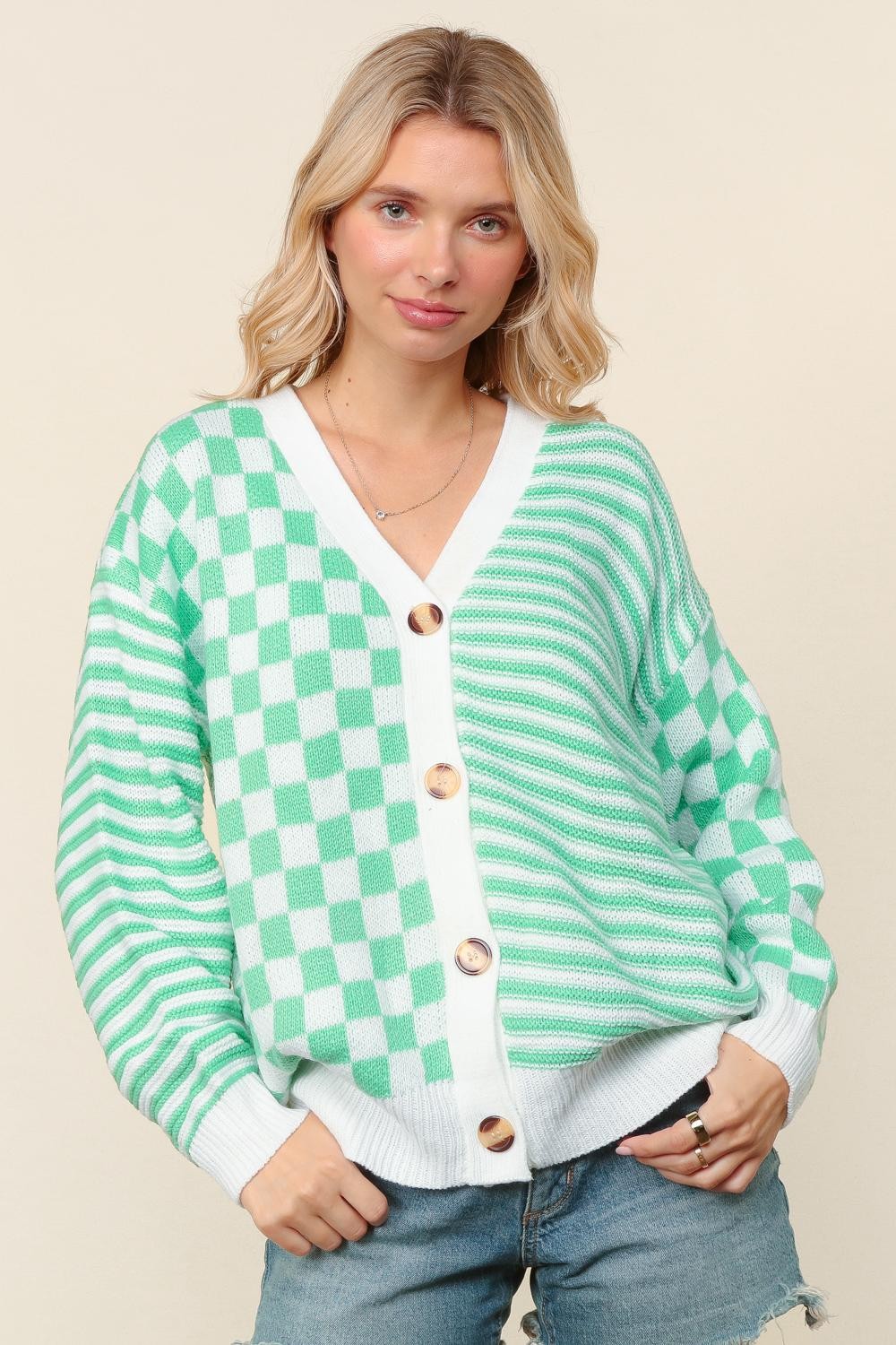 Green Mixed Cardi