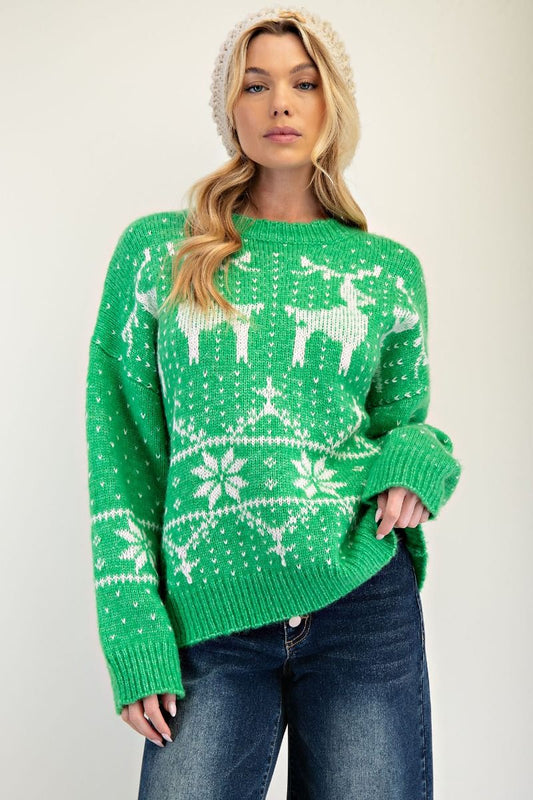 Green Reindeer Sweater