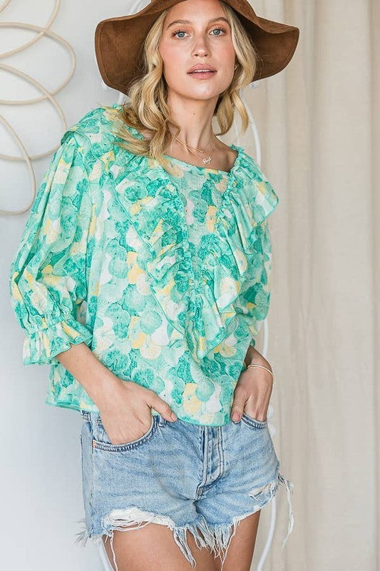 Green Ruffled Top