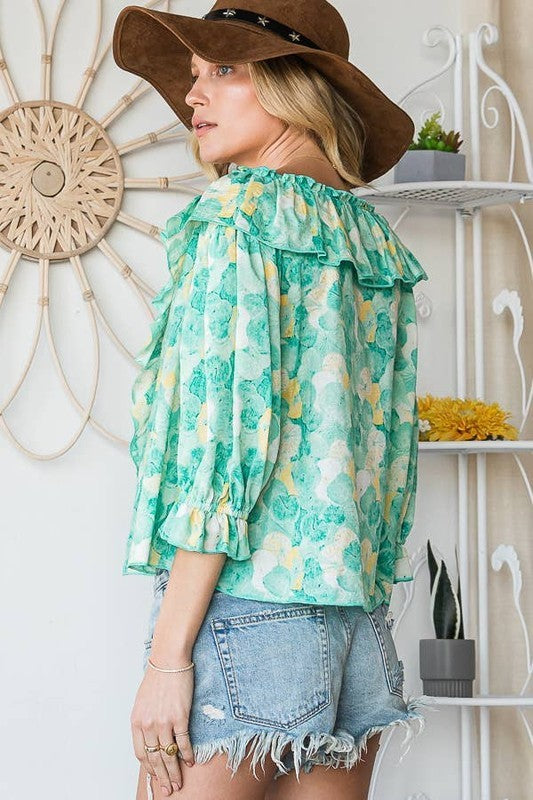 Green Ruffled Top