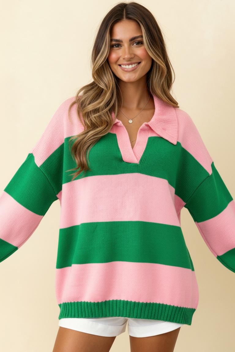 Striped Collared Sweater