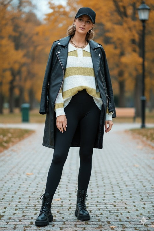 Green Striped Polo Sweater