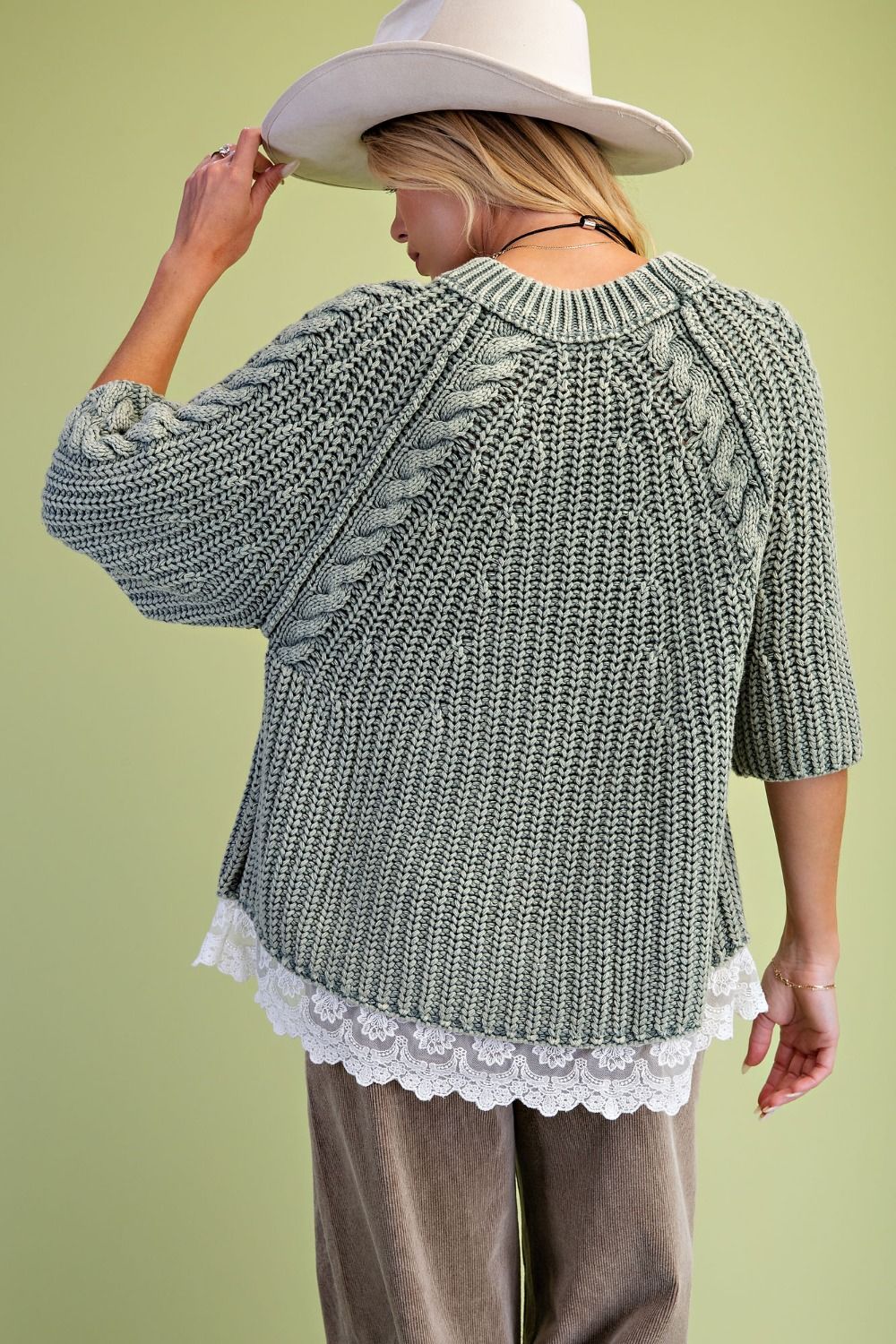 Chunky Lace Trim Sweater