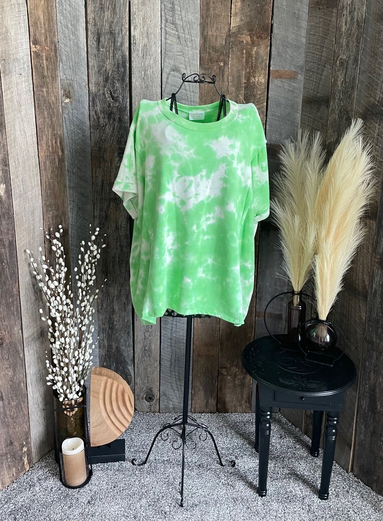 Neon Green Tie Dyed Thermal/T-shirt