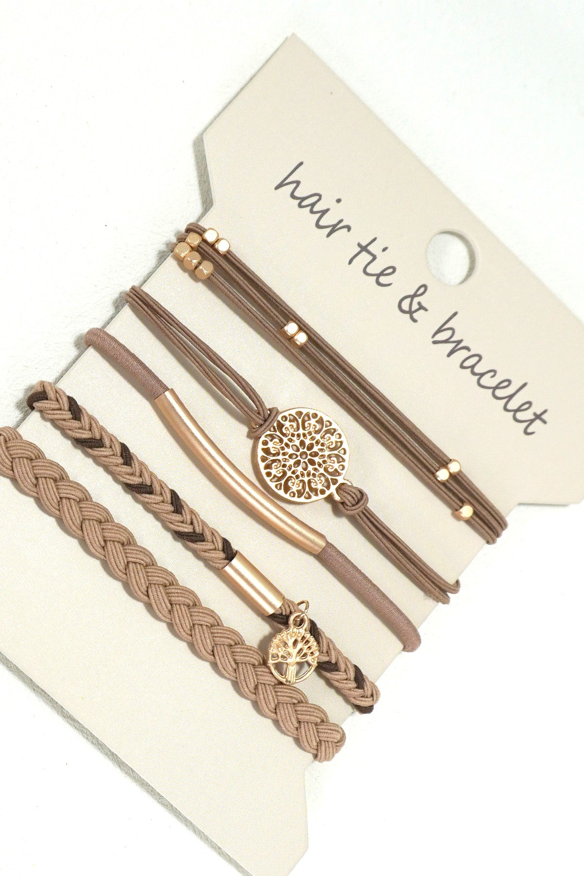 Hair Tie Bracelet Set Gold Accents