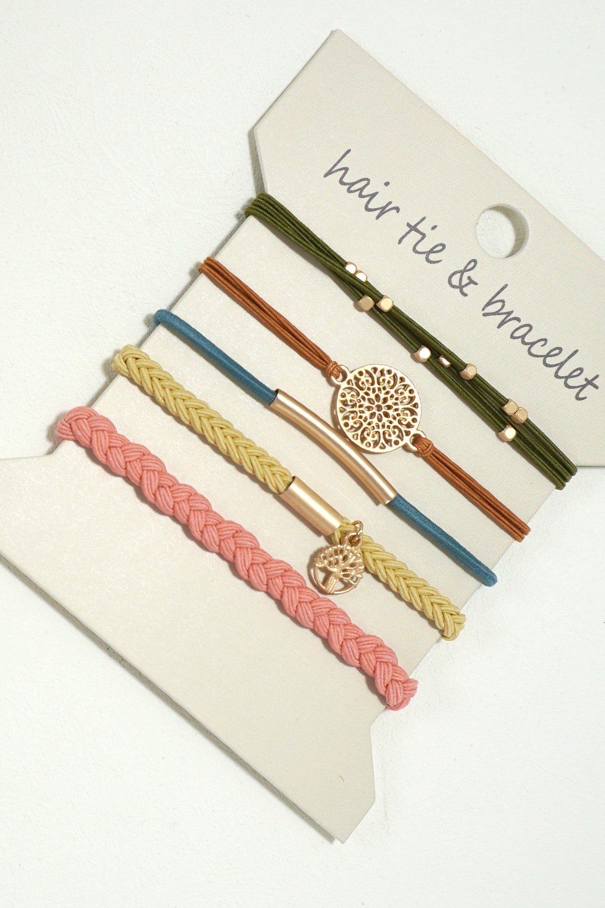 Hair Tie Bracelet Set Gold Accents