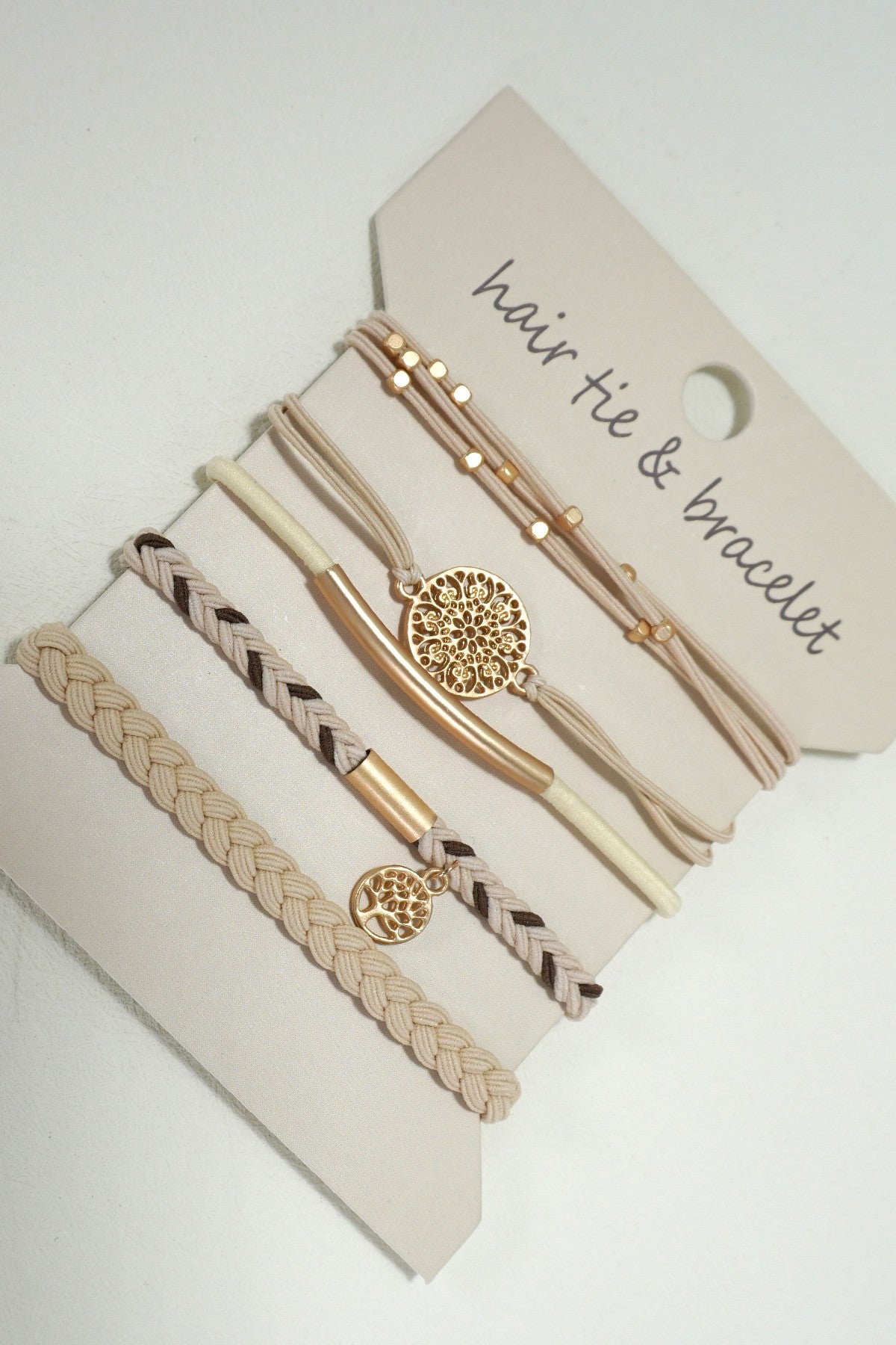 Hair Tie Bracelet Set Gold Accents