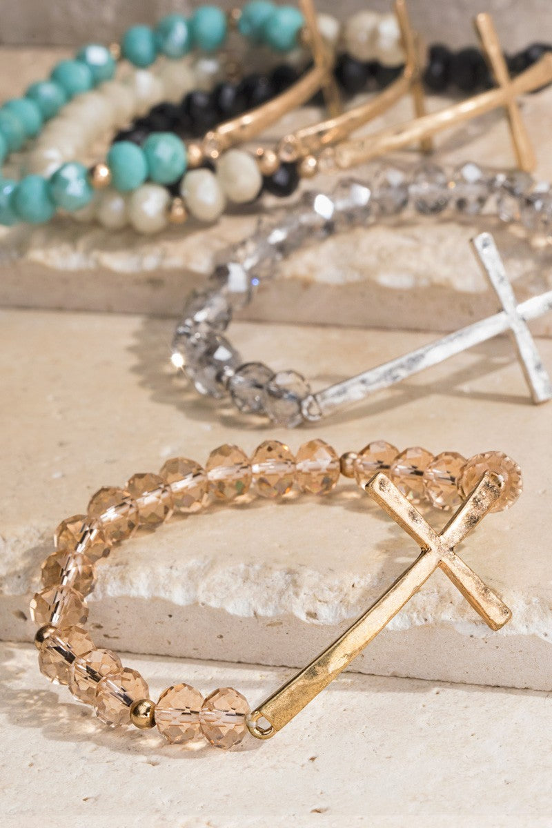 Hammered Cross Bracelet