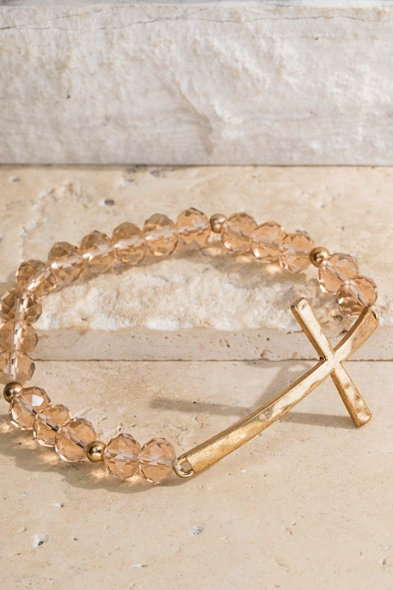 Hammered Cross Bracelet