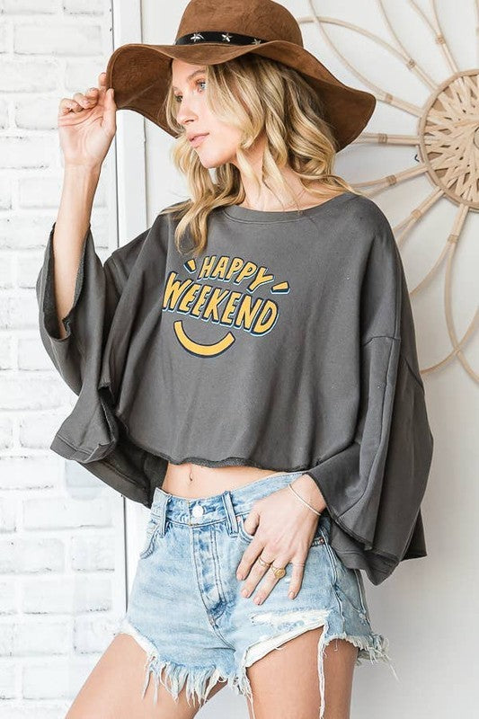 Happy Weekend Batwing Top