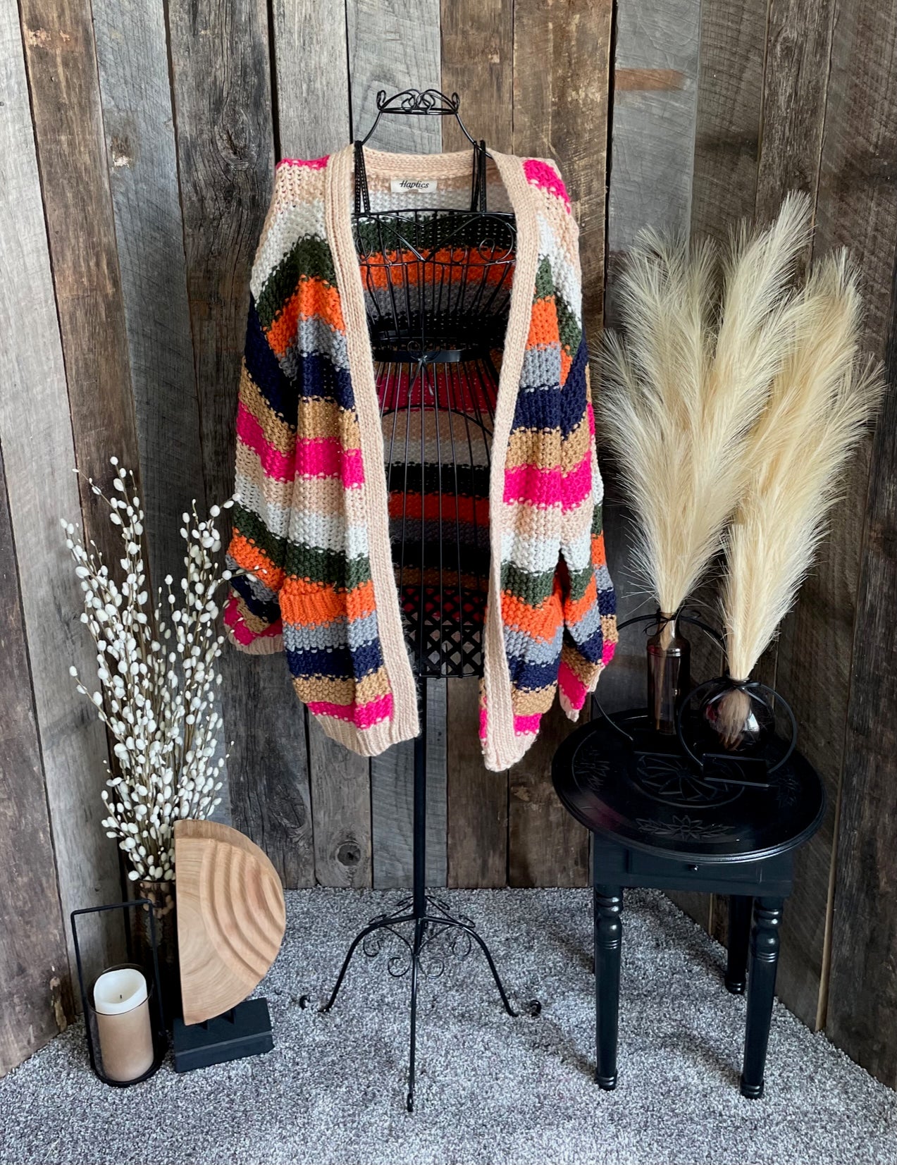 Chunky striped knit cardi