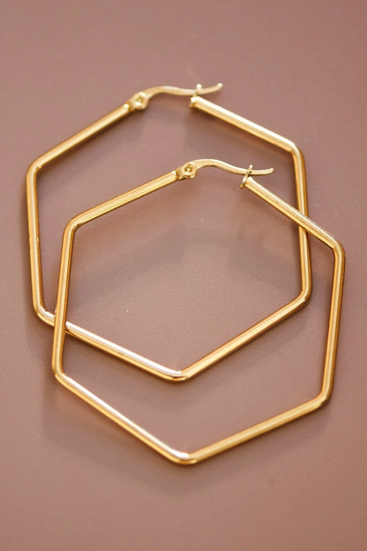 Hexagon Hoop Gold