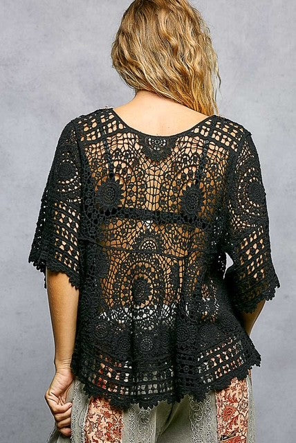 Intricate Lace Babydoll Black