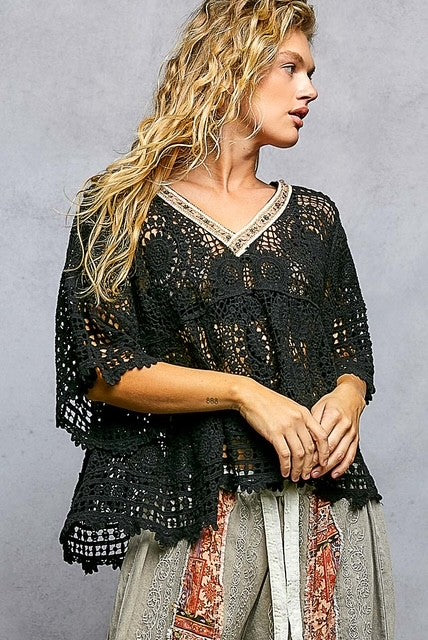 Intricate Lace Babydoll Black