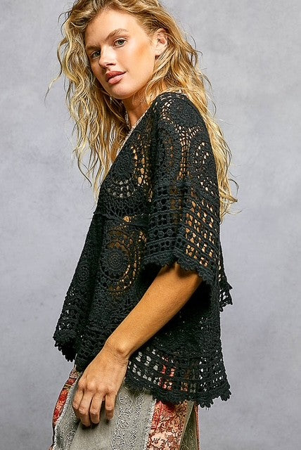 Intricate Lace Babydoll Black