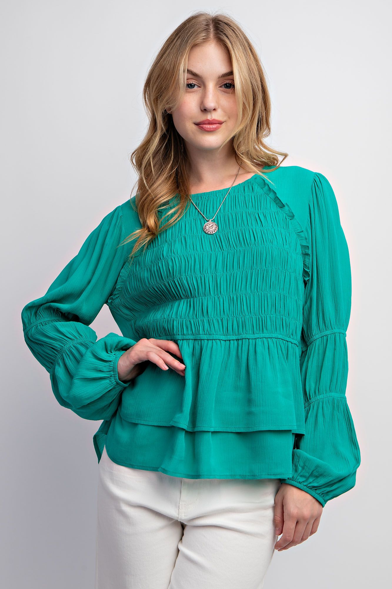 Jade Peplum Top