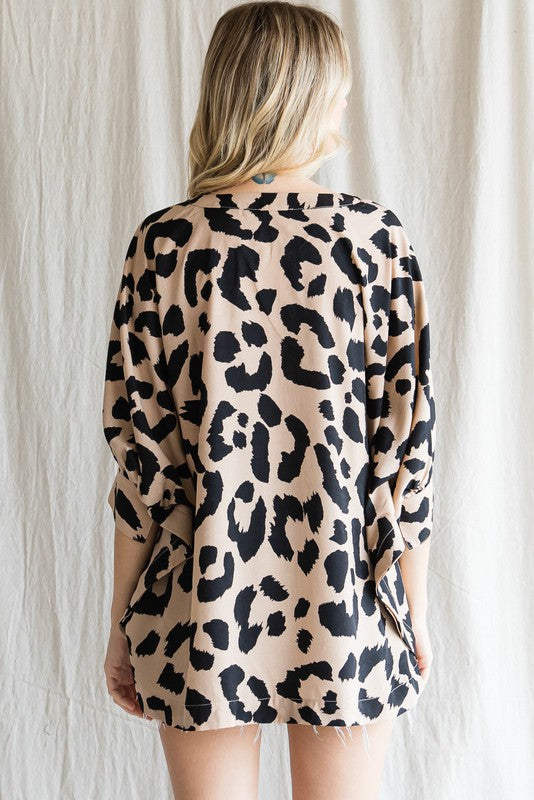 Animal print batwing top