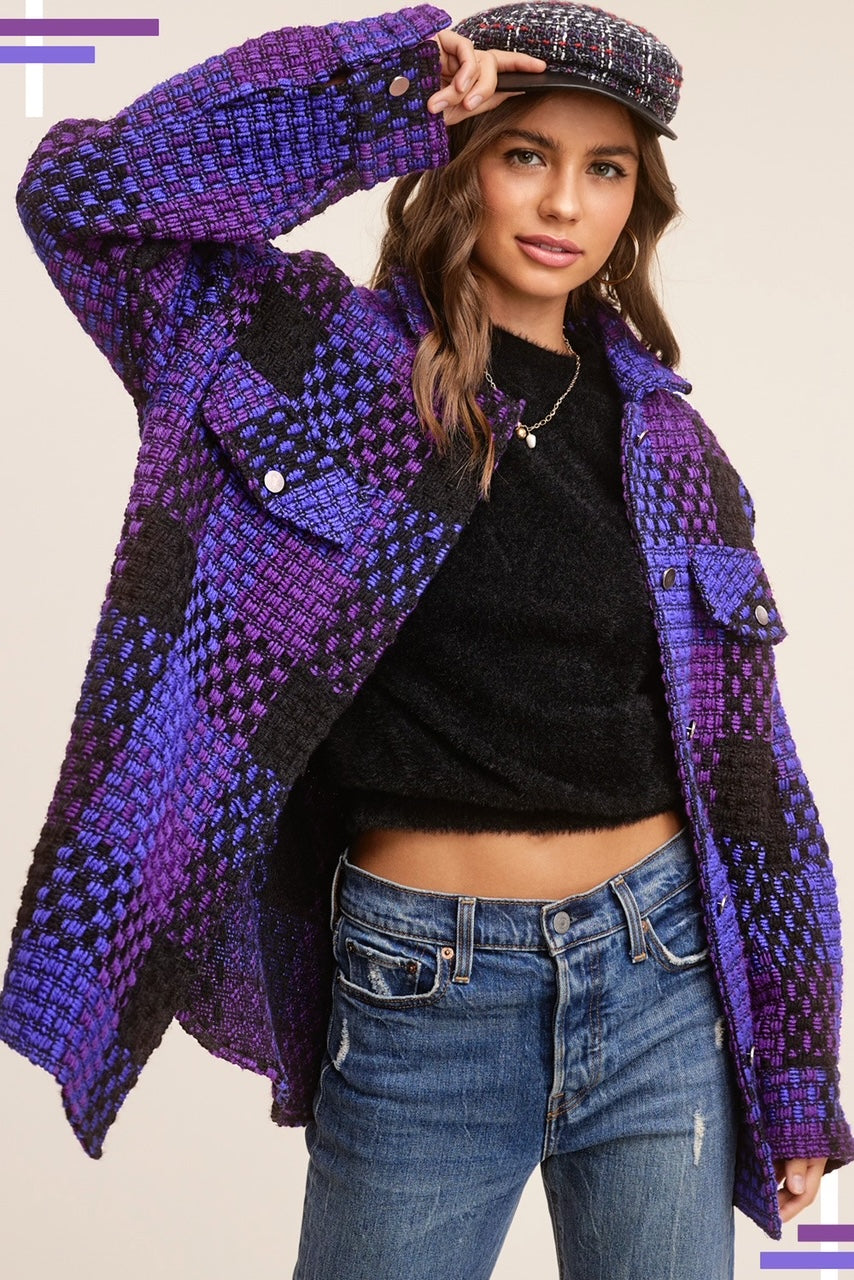 Purple Tweed Shacket