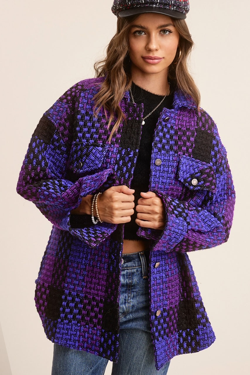 Purple Tweed Shacket