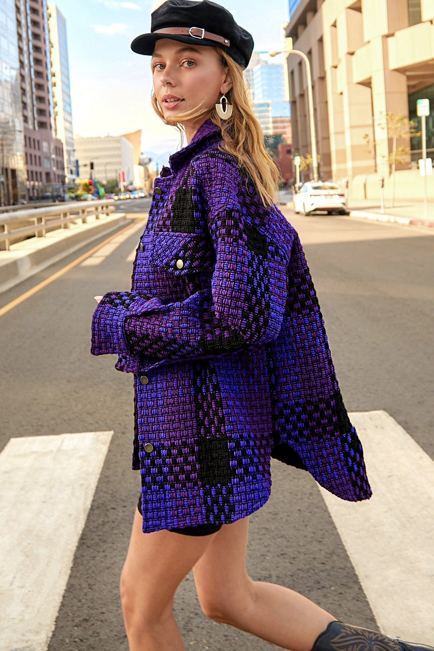 Purple Tweed Shacket