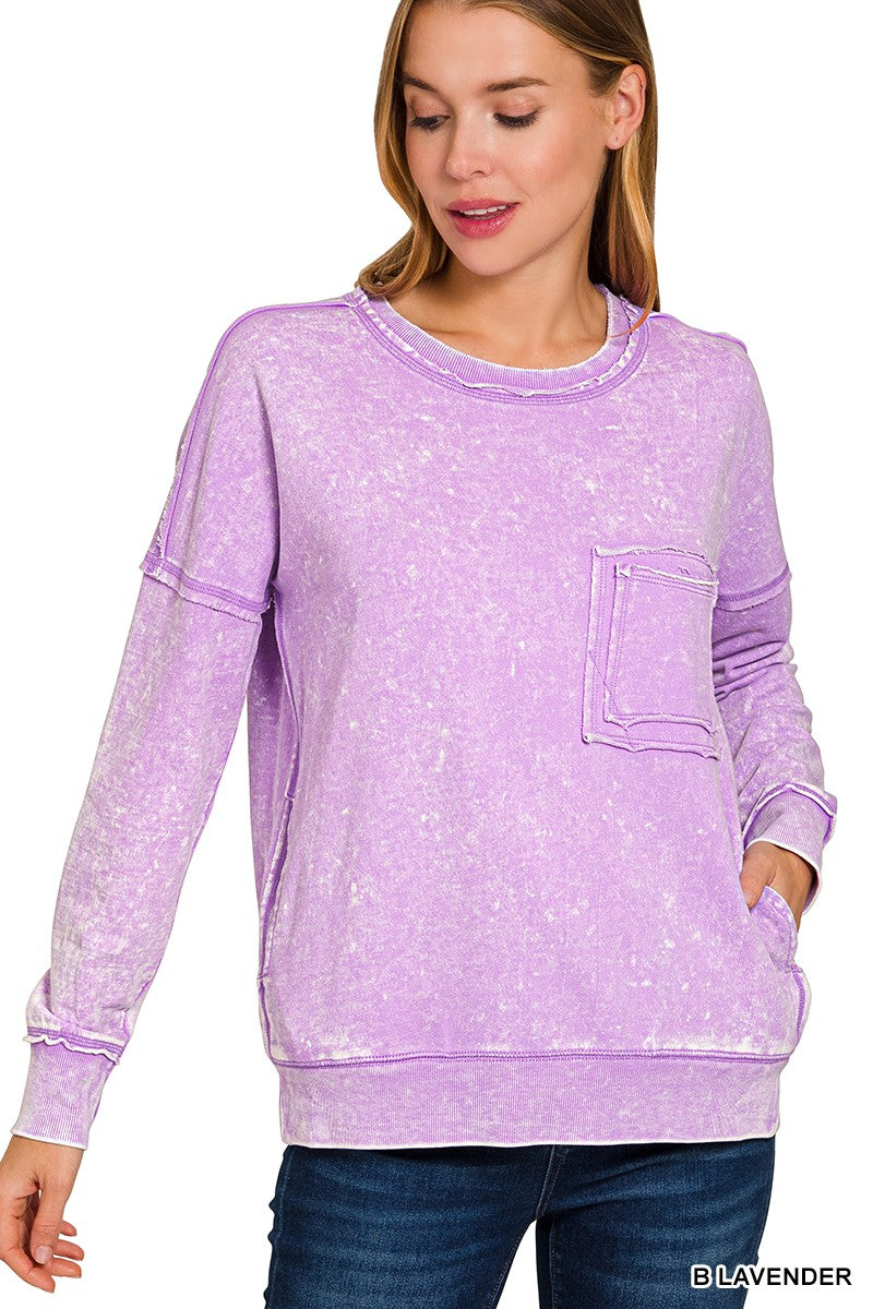 Acid Wash Pocket Crew Spring