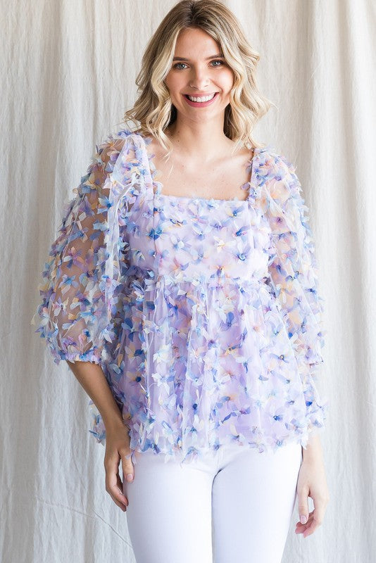 Chiffon Bow Top Purple