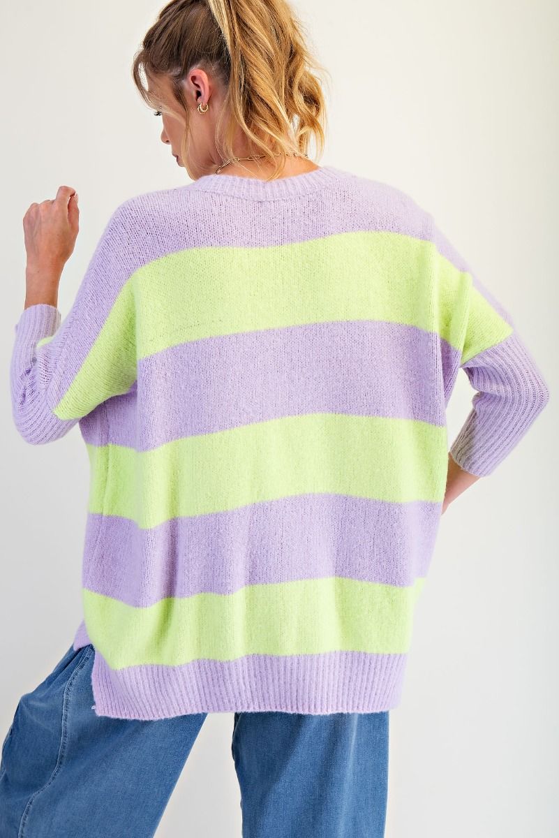 Side Slit Stripe Sweater