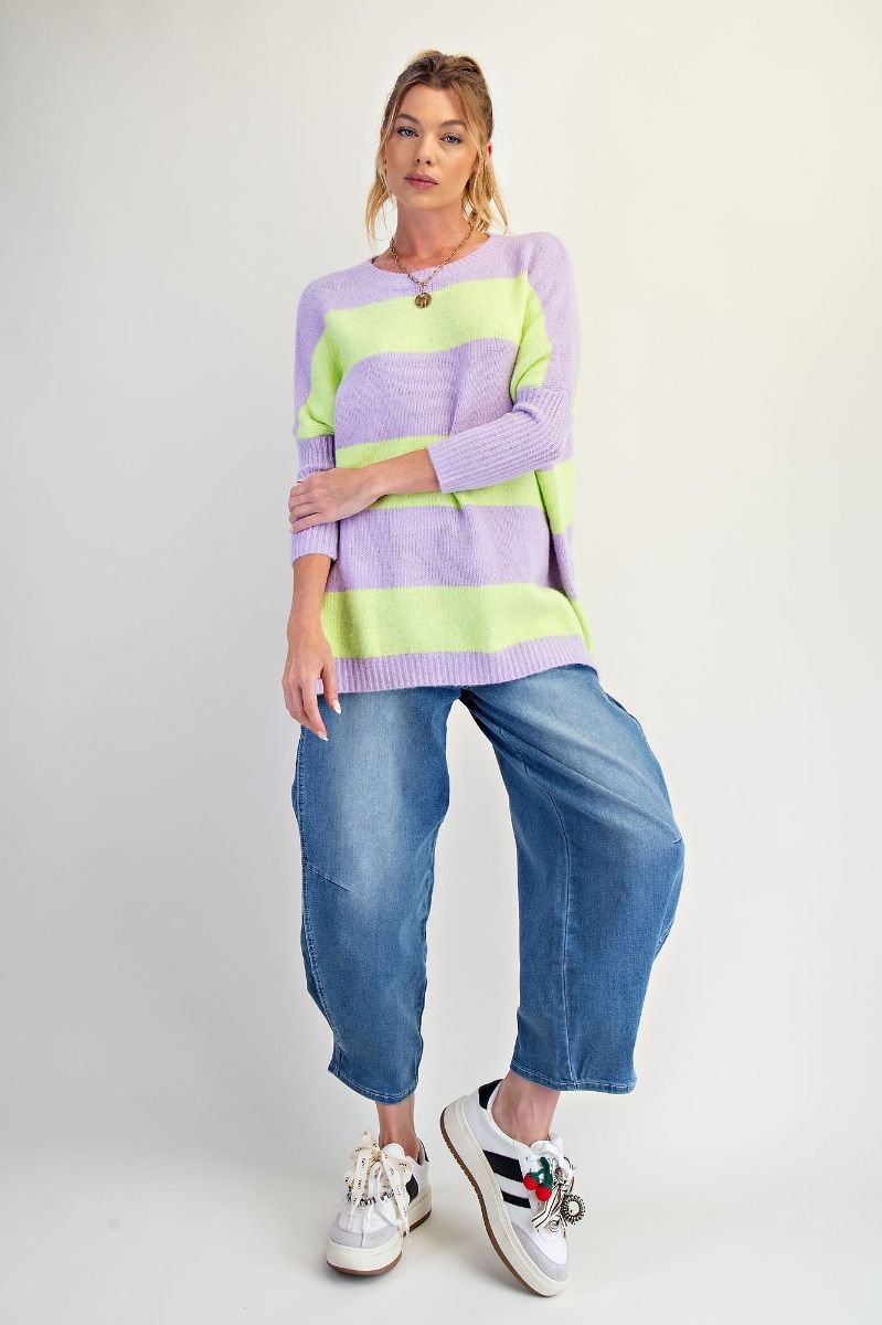 Side Slit Stripe Sweater