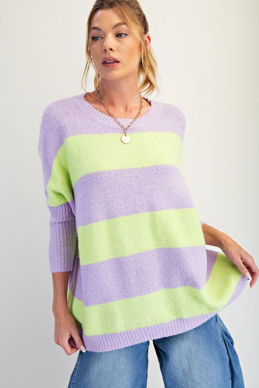 Side Slit Stripe Sweater
