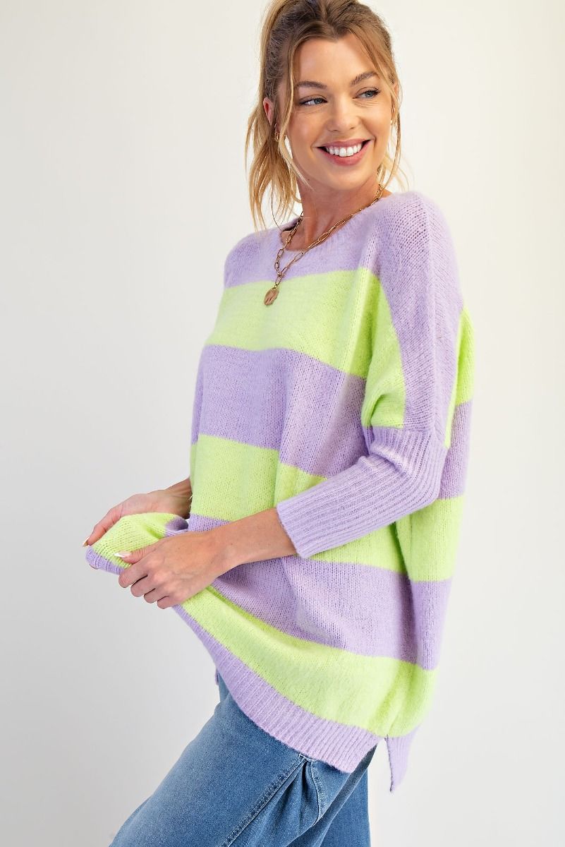 Side Slit Stripe Sweater