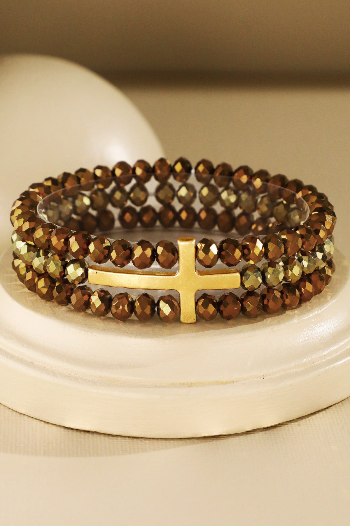 Stacked stretch cross bracelet