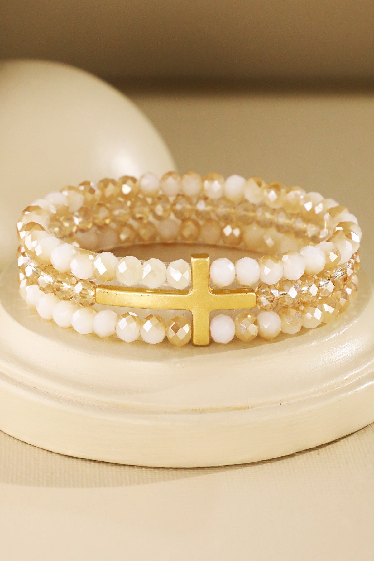 Stacked stretch cross bracelet