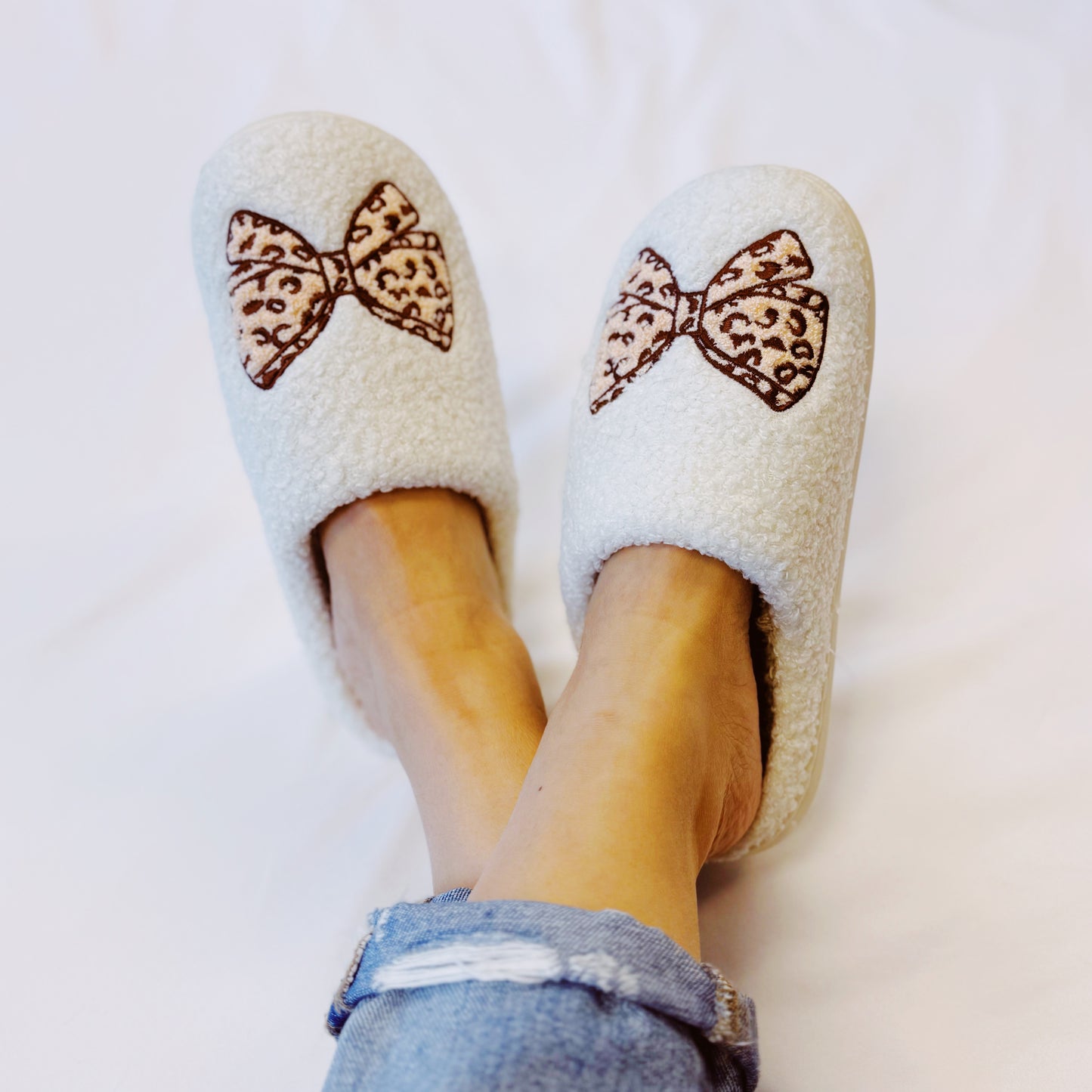 Leopard Bow Slippers