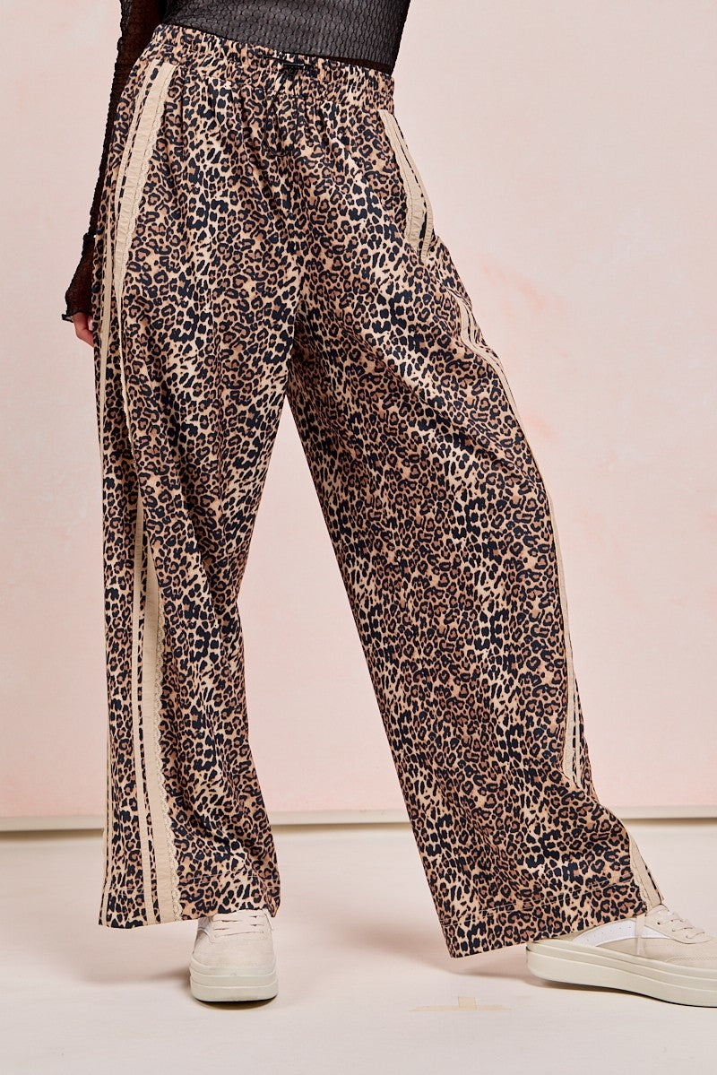 Leopard Track Pants w/Lace