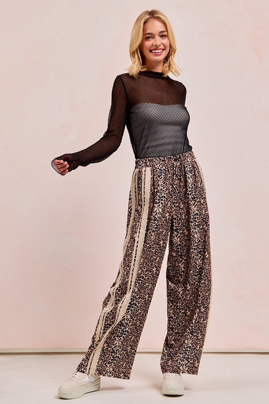 Leopard Track Pants w/Lace