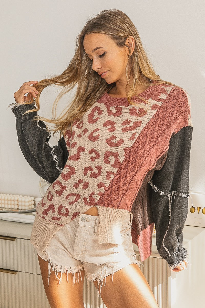 Leopard Patchwork Sweater