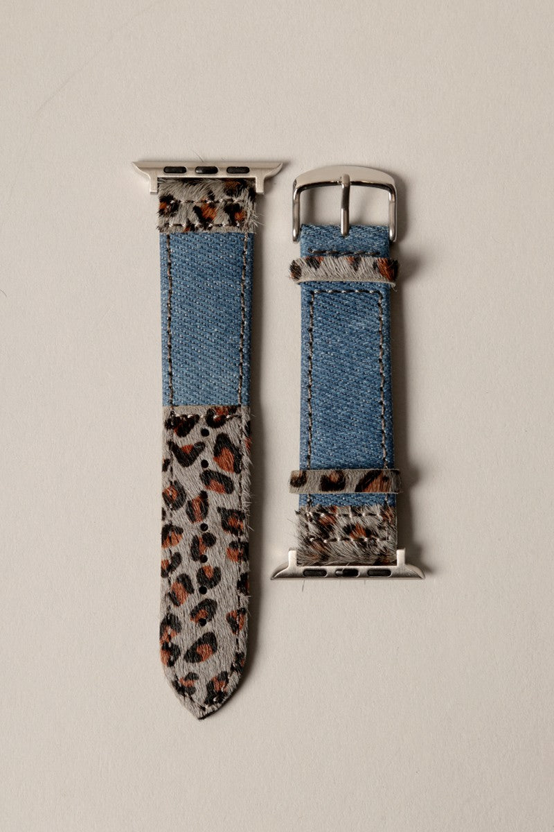 Animal Print Denim Watch Band